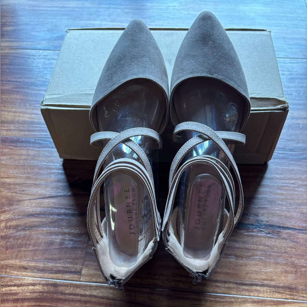JC Journey Collection Marlee SZ 11 Women’s Flats Gray Ankle Strap Shoes - Picture 4 of 5